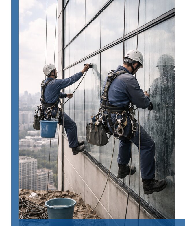 Профессиональная мойка фасадных окон альпинистами в Бузулуке