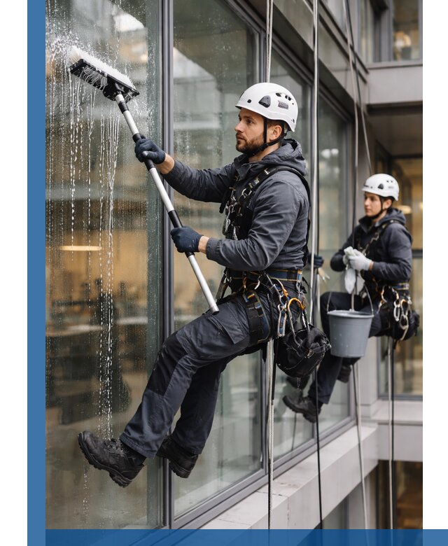 Профессиональная мойка витражей промышленными альпинистами в Бузулуке
