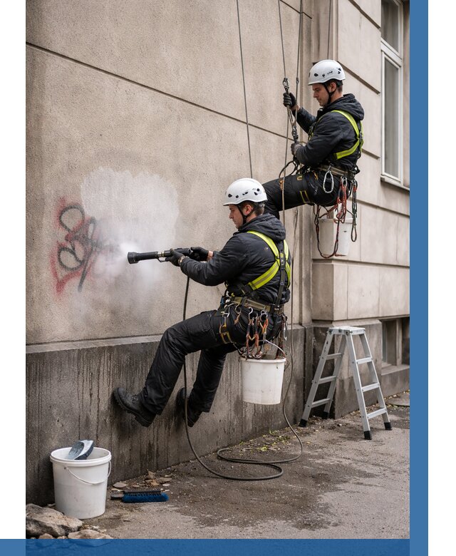 Удаление граффити с фасада в Бузулуке от 4691 р. | ВЫСОТНИК-Бзл