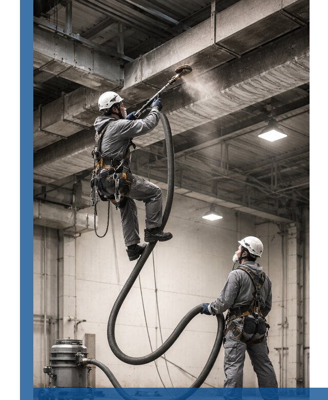 Обеспыливание потолочных конструкций в Бузулуке промышленным альпинизмом