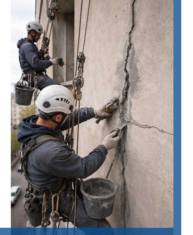 Заделка трещин на фасаде в Бузулуке от 938 р. | ВЫСОТНИК-Бзл