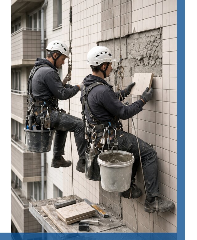 Ремонт облицовки фасада плиткой в Бузулуке от 1876 р. | ВЫСОТНИК-Бзл