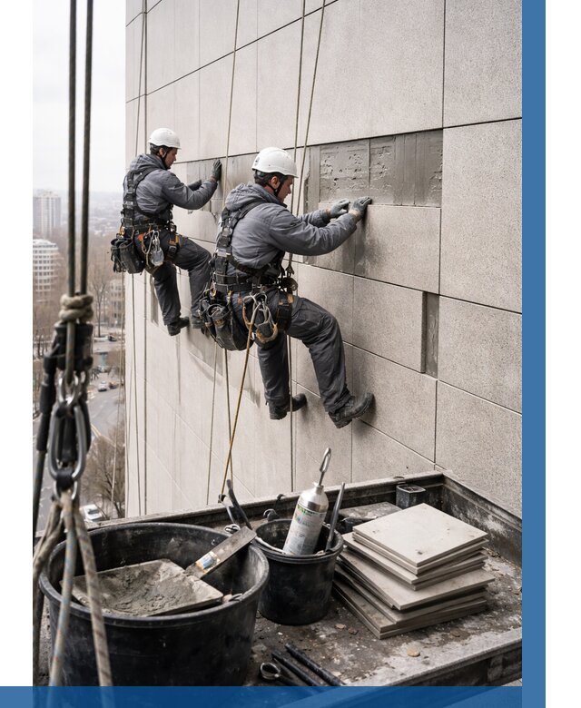 Ремонт фасада из керамогранита в Бузулуке от 2606 р. | ВЫСОТНИК-Бзл