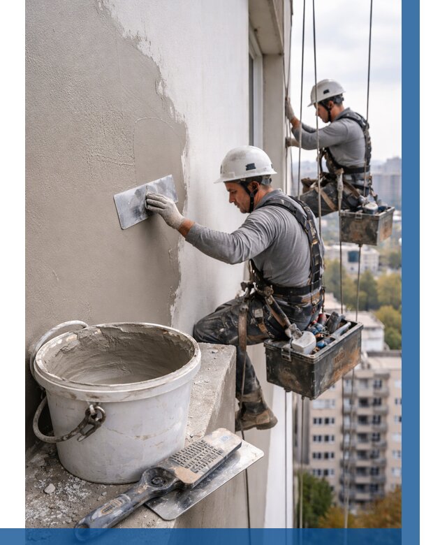 Шпаклевка фасада на высоте в Бузулуке от 730 р. | ВЫСОТНИК-Бзл