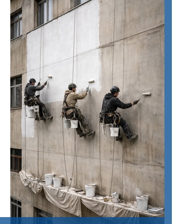 Покраска бетонного фасада в Бузулуке от 365 р за м2 | ВЫСОТНИК-Бзл