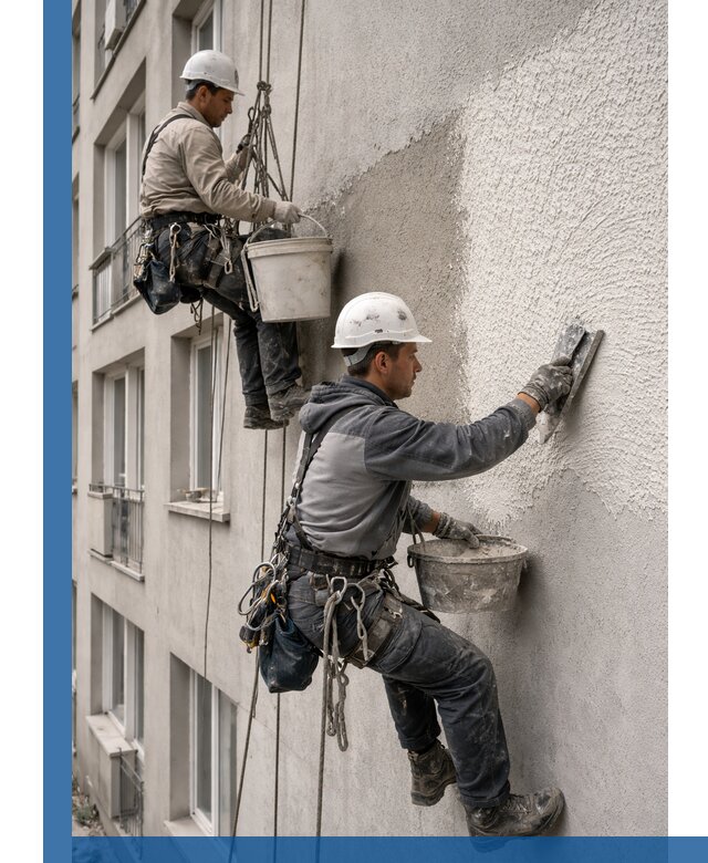 Нанесение декоративной штукатурки короед на фасад в Бузулуке