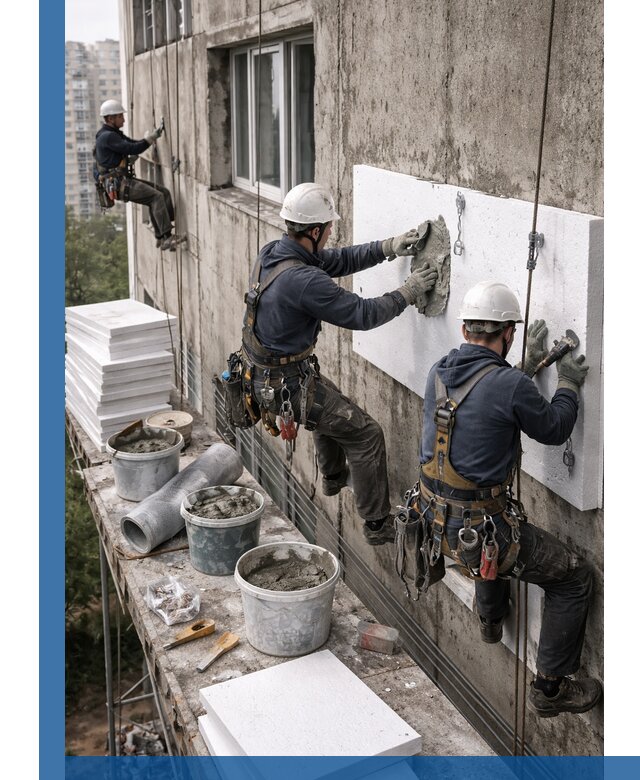 Утепление фасада пенополистиролом в Бузулуке под ключ