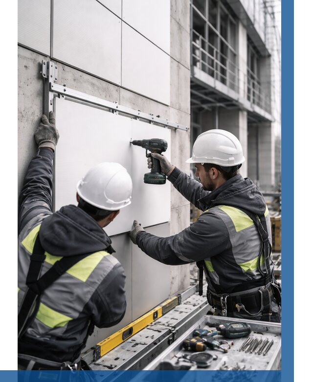 Монтаж композитных панелей фасада в Бузулуке от 2606 р. | ВЫСОТНИК-Бзл