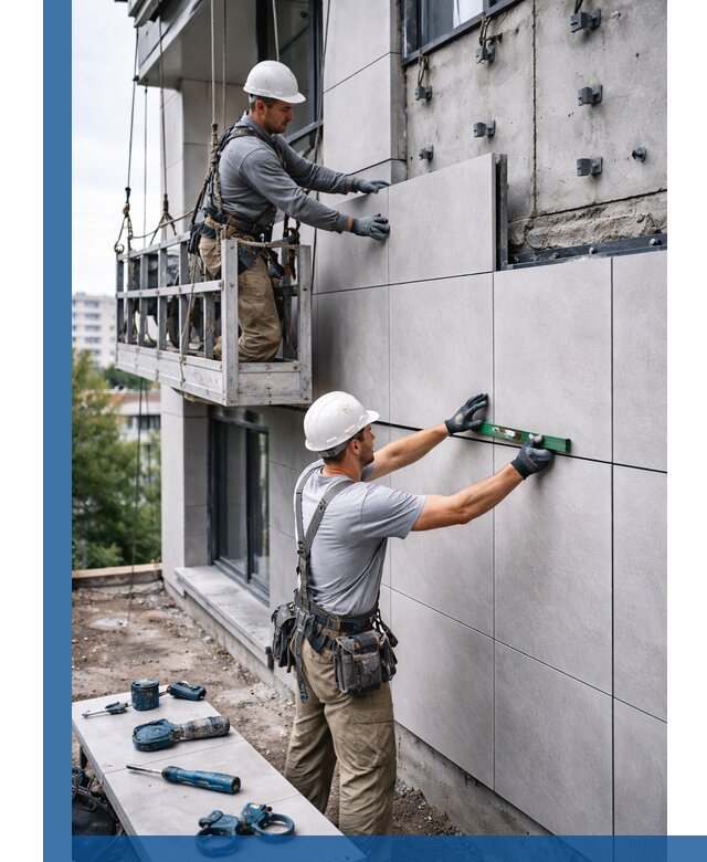 Монтаж керамогранита на фасад в Бузулуке под ключ с гарантией качества