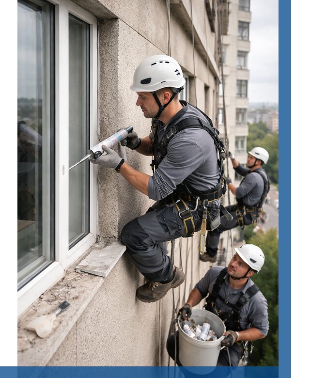 Герметизация оконных швов снаружи в Бузулуке от 1564 р. | ВЫСОТНИК-Бзл