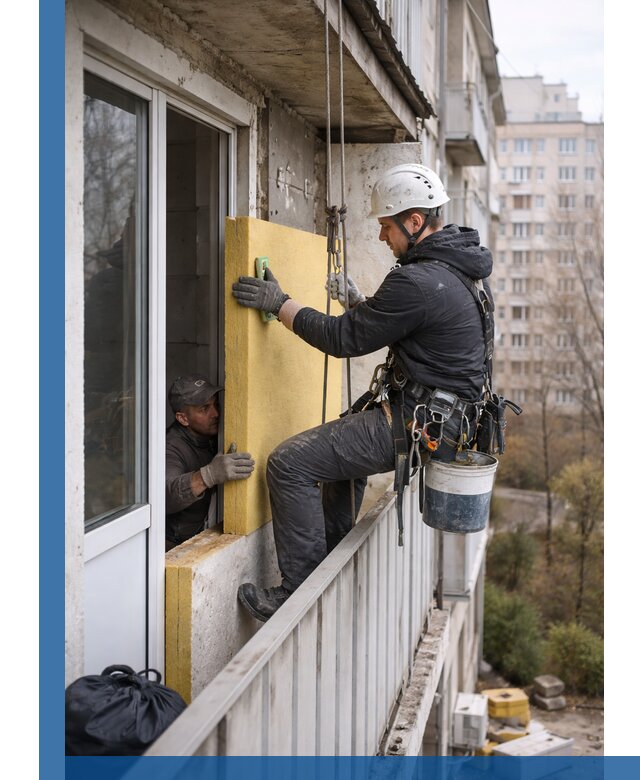 Профессиональное утепление балкона снаружи в Бузулуке под ключ