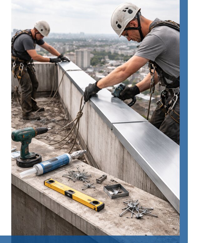 Монтаж парапетных крышек в Бузулуке от 834 р. | ВЫСОТНИК-Бзл