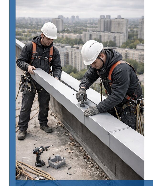 Монтаж парапетных крышек и ограждений кровли в Бузулуке