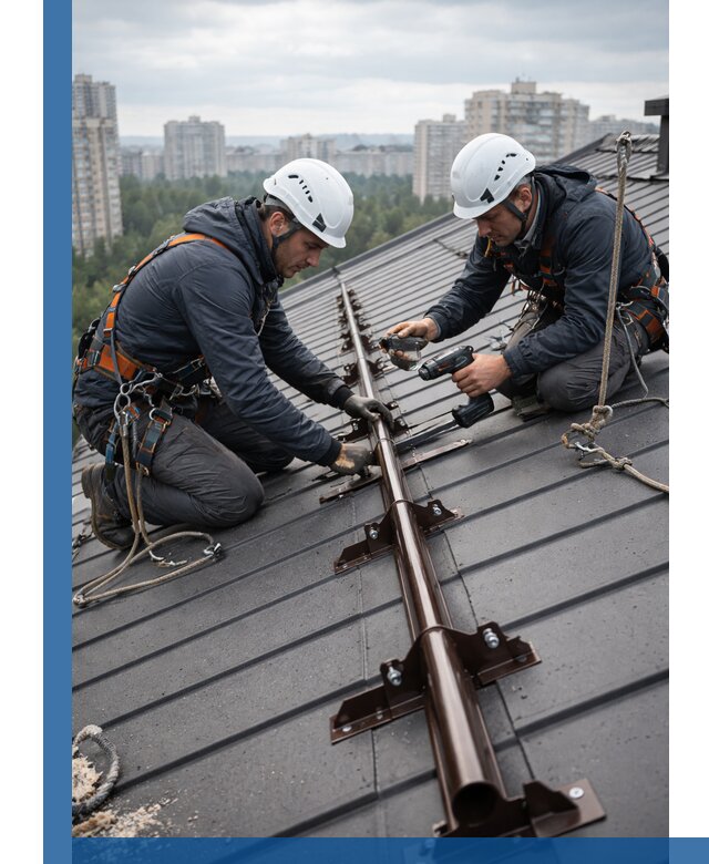 Монтаж снегозадержателей на кровле зданий в Бузулуке под ключ