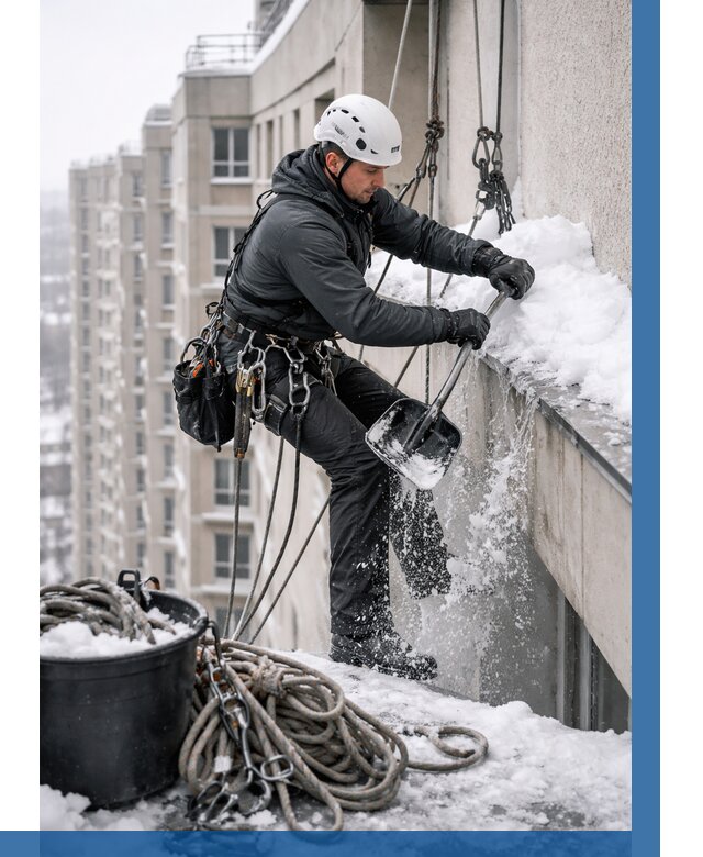 Очистка карнизов от снега в Бузулуке от 313 р. | ВЫСОТНИК-Бзл