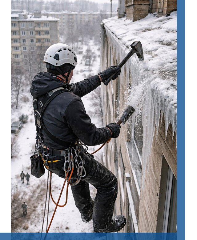 Сбивание сосулек с крыши в Бузулуке по цене от 4691 р. | ВЫСОТНИК-Бзл