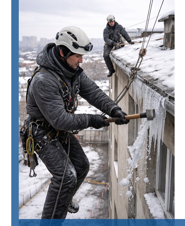 Сбивание и удаление сосулек с крыши в Бузулуке безопасно