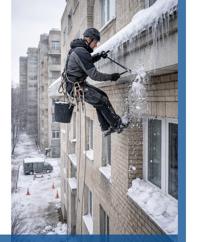 Удаление наледи с карнизов в Бузулуке от 365 р. | ВЫСОТНИК-Бзл