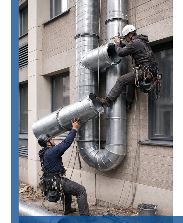 Монтаж фасадных воздуховодов в Бузулуке с герметизацией и крепежом