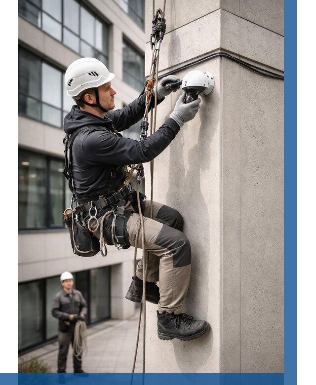 Монтаж камер видеонаблюдения на фасаде в Бузулуке от 8860 р.-ВЫСОТНИК-Бзл