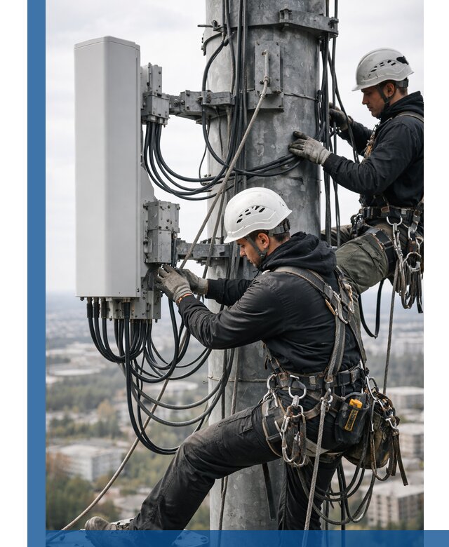 Монтаж оборудования связи на мачте в Бузулуке с пусконаладкой