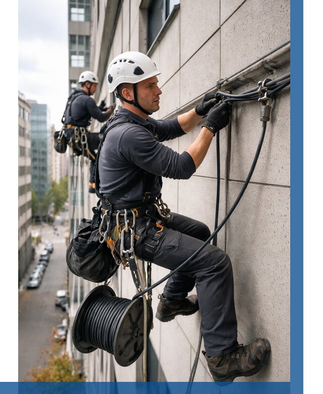 Прокладка кабеля по фасаду в Бузулуке от 365 р. | ВЫСОТНИК-Бзл