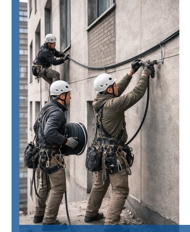 Прокладка кабеля по фасаду в Бузулуке, профессиональный монтаж