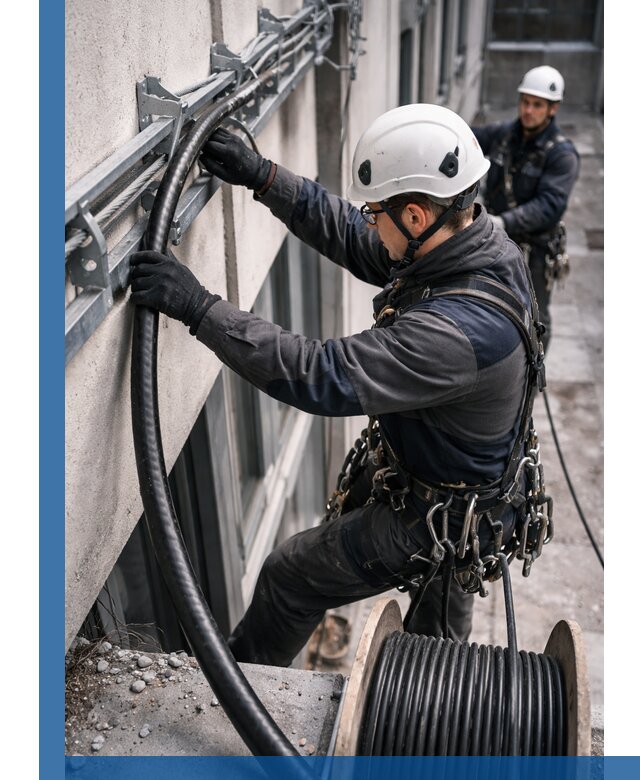 Протяжка кабеля питания на высоте в Бузулуке с гарантией безопасности и качества