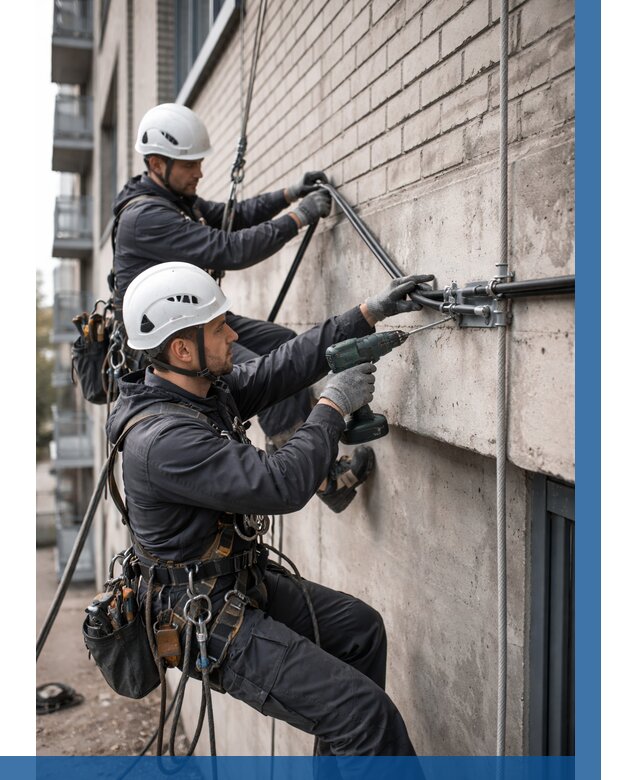 Крепление кабеля на фасаде в Бузулуке от 365 р. | ВЫСОТНИК-Бзл