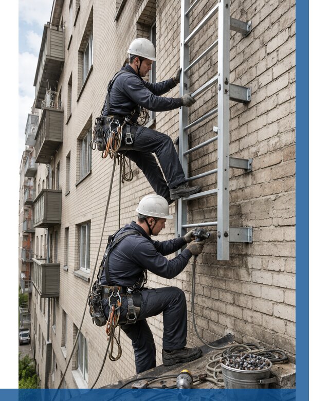 Монтаж пожарной лестницы в Бузулуке от 26060 р заказать у ВЫСОТНИК-Бзл