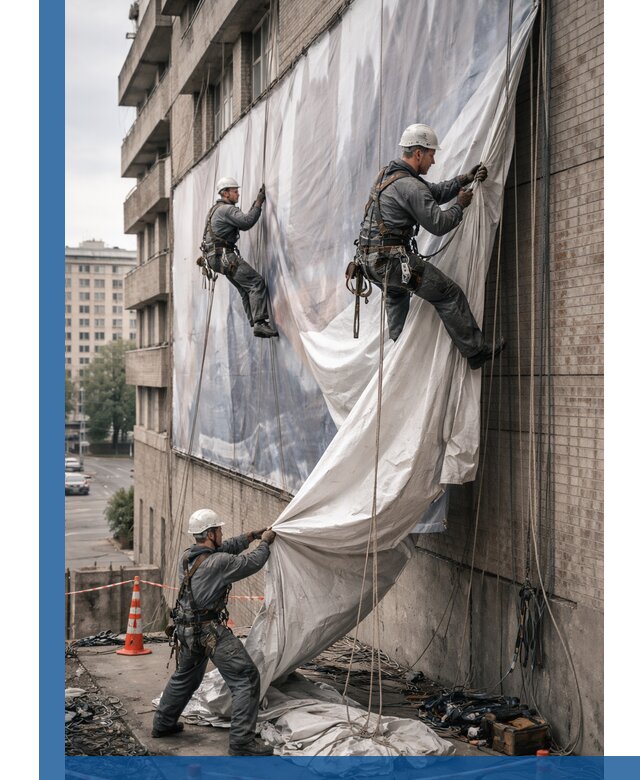 Демонтаж баннеров с фасада в Бузулуке оперативно и безопасно