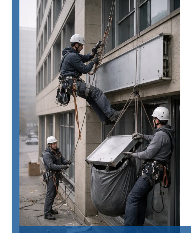 Демонтаж рекламной вывески с высотными работами в Бузулуке