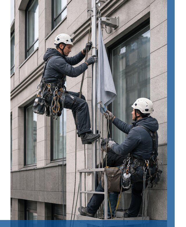 Установка флагов на фасаде в Бузулуке от 4691 р. | ВЫСОТНИК-Бзл