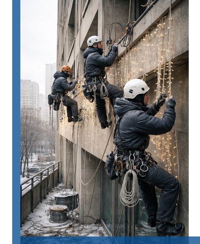 Монтаж новогодней иллюминации и украшение фасадов в Бузулуке