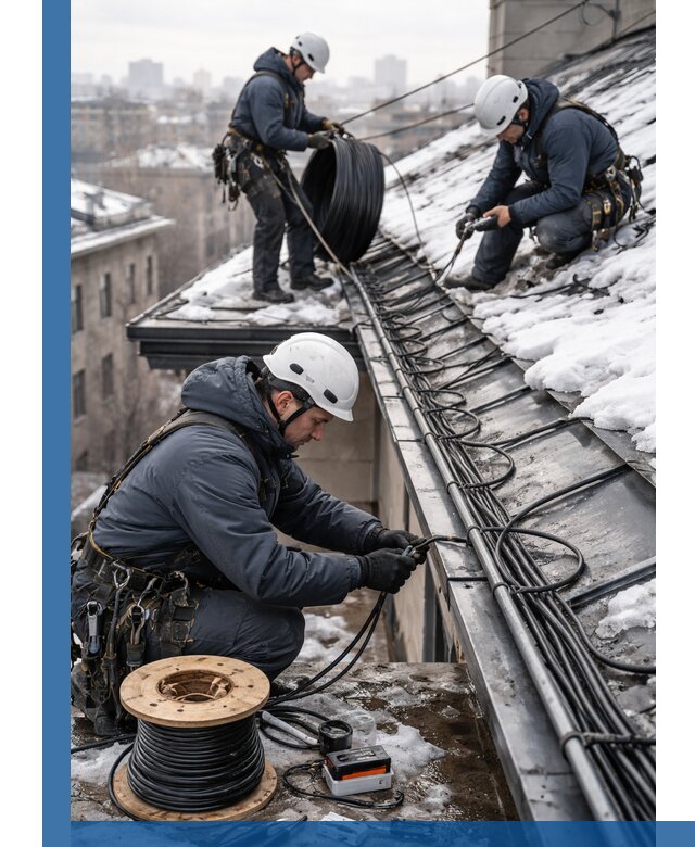 Монтаж греющего кабеля на кровле в Бузулуке под ключ