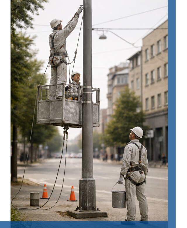 Покраска опор освещения в Бузулуке от 5212 р. | ВЫСОТНИК-Бзл