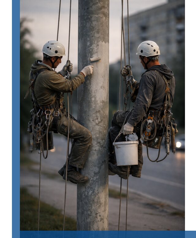 Покраска опор освещения и антикоррозийная защита в Бузулуке