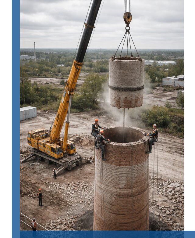 Демонтаж дымовой трубы в Бузулуке с гарантиями безопасности