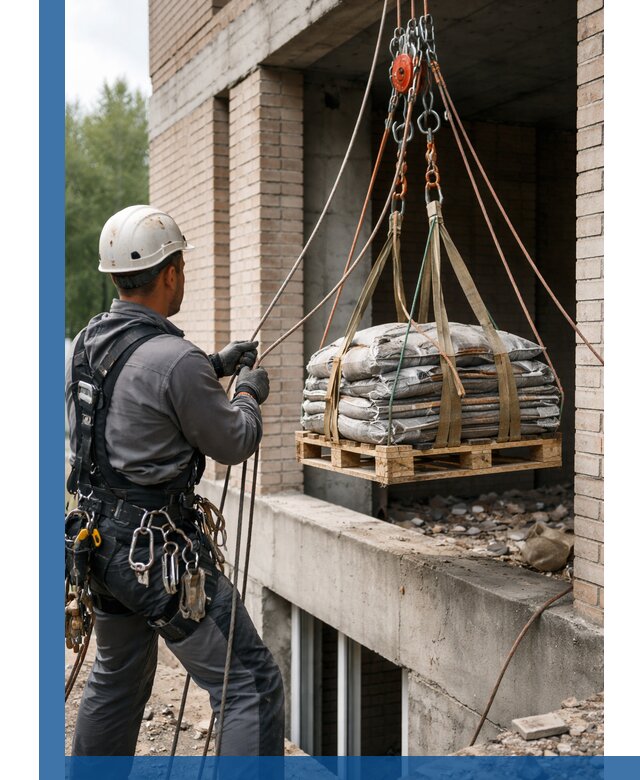 Подъем материалов на этаж веревками в Бузулуке оперативно