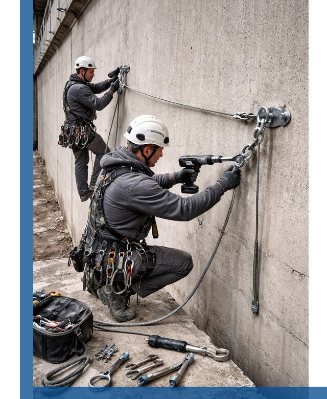 Монтаж анкерных линий высотной безопасности в Бузулуке